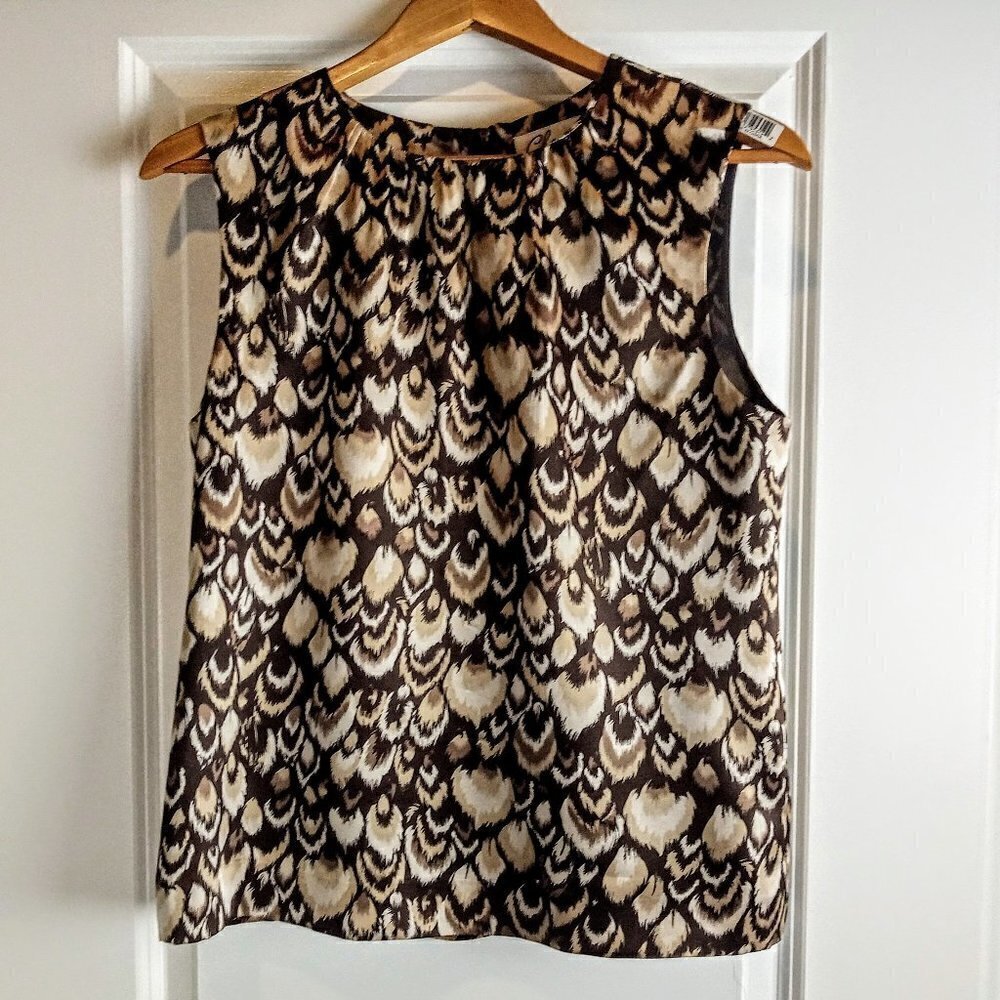 Vintage Chaus Abstract Print Silk Sleeveless Top